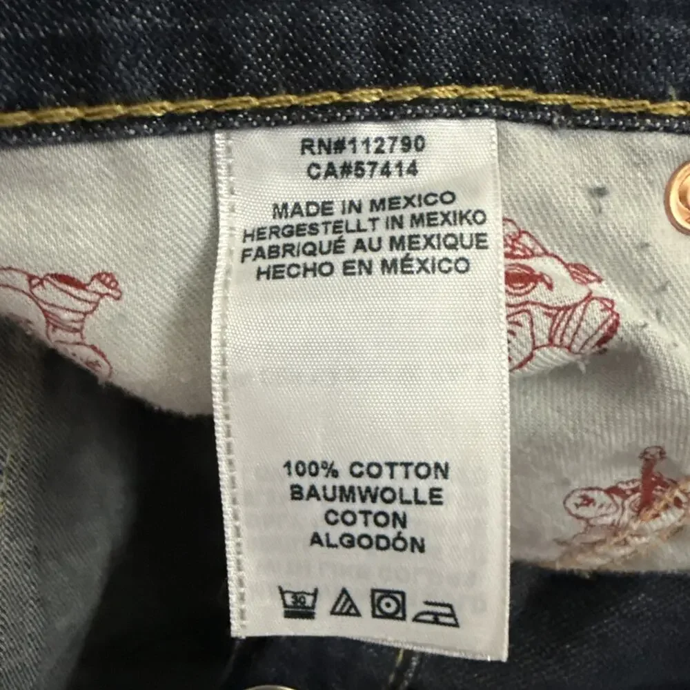True Religion Mens Jeans Size 38 Blue Slim Straight Flap Pocket Denim Vintage